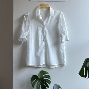 Attrangs White Button-Up Blouse